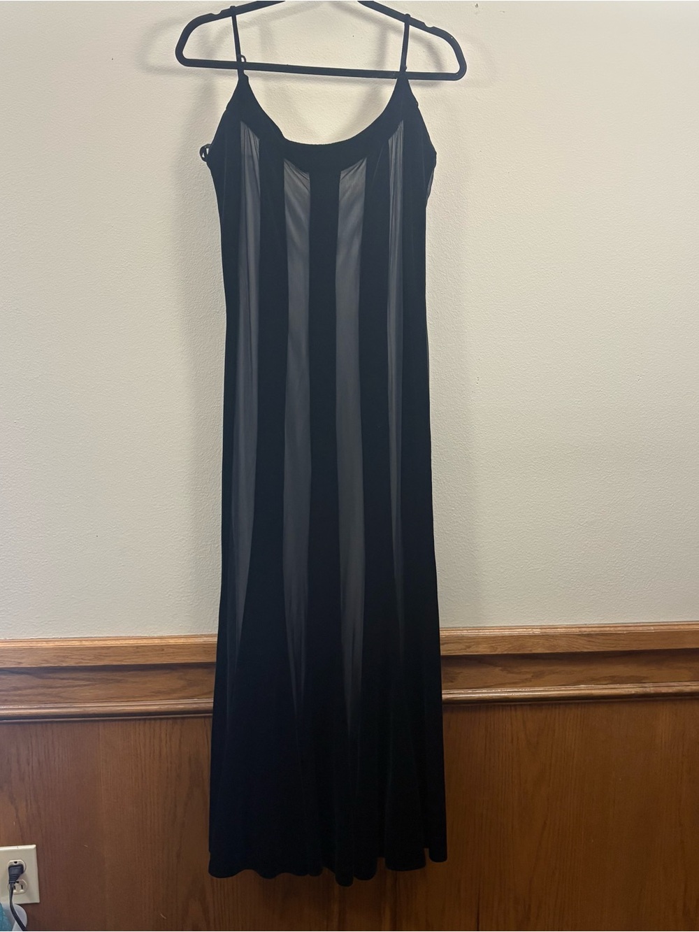 NIghtWay Black Maxi Dress velvet women’s 12 vintage Y2K mesh panels whimsigoth